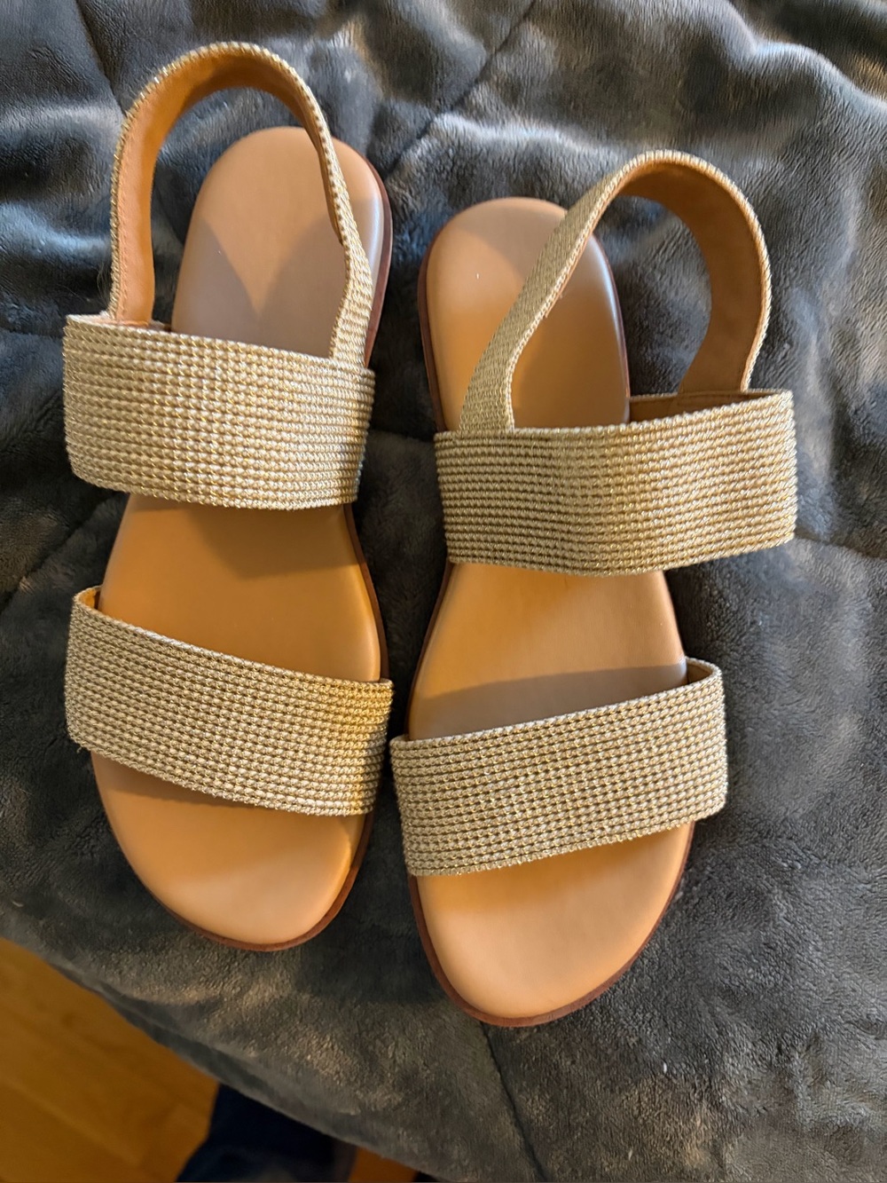 Easy Spirit Tan Woven Double-Strap Slingback Sandals